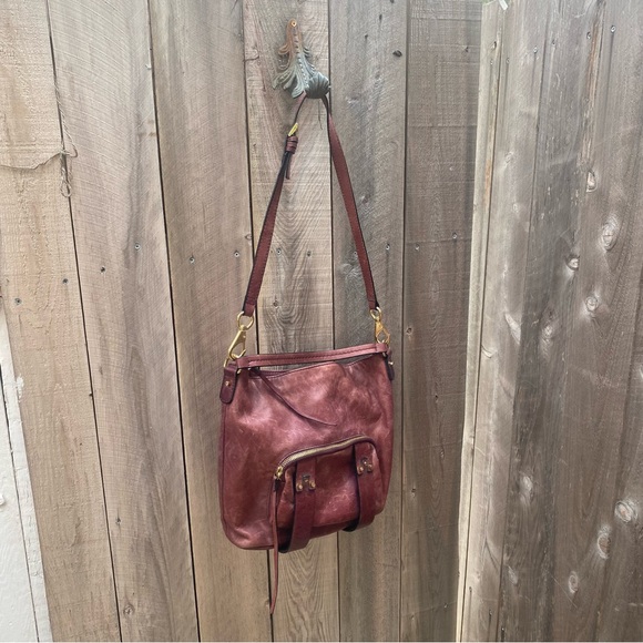 She+lo boho Burgundy Leather Shoulder crossbody Bag - Picture 7 of 15